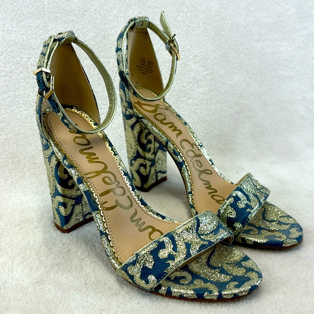 Sam Edelman Blue and Gold Sandals